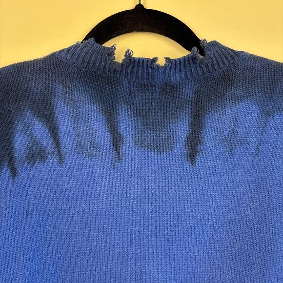 SUPERDOWN Womens Narelle Crop Sweater Size Large Blue Tie Dye Distressed Knit‎ - Picture 10 of 13